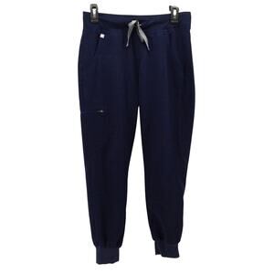 FIGS Zamora Jogger Scrub Pant Navy Blue Grey Small Petite Nursing S/P Healthcare